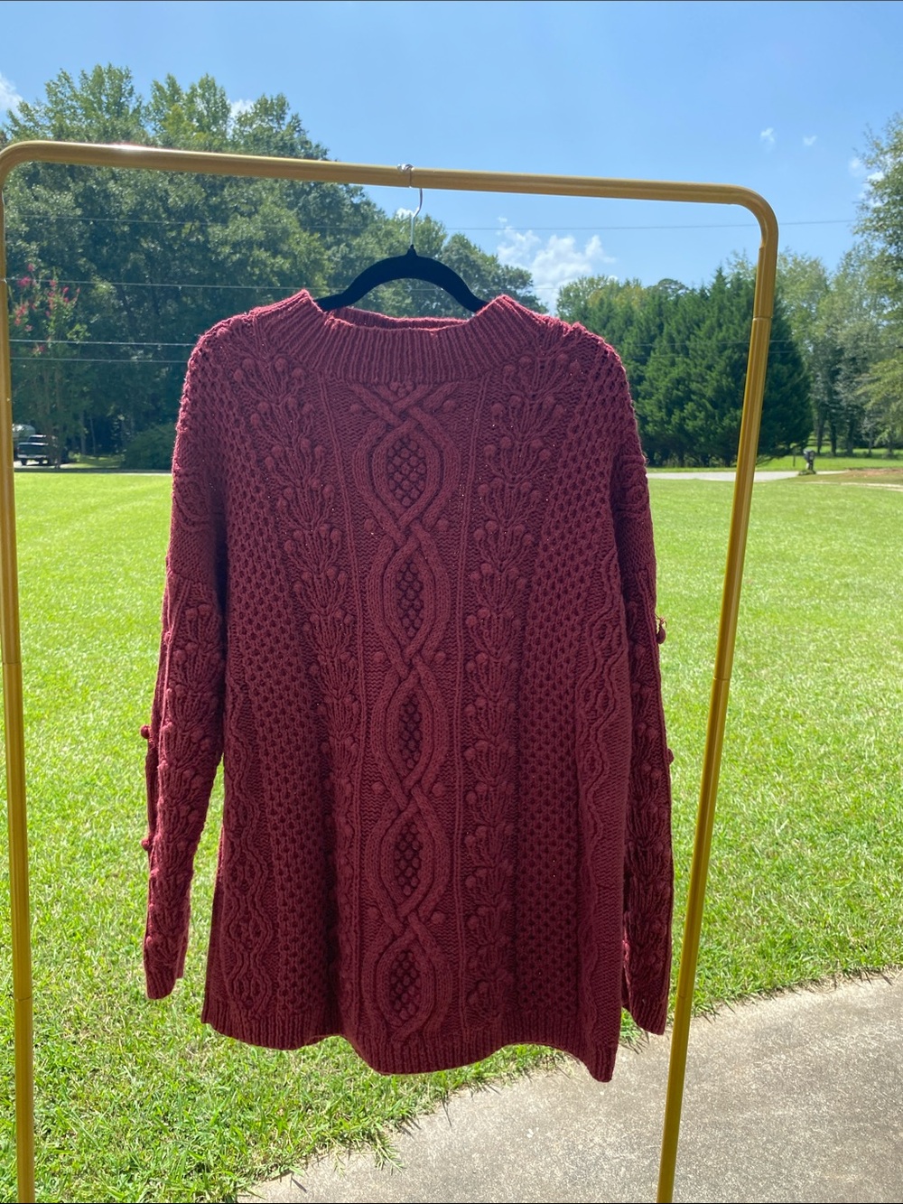 Vintage Express Cable Knit Turtleneck Sweater - Wine